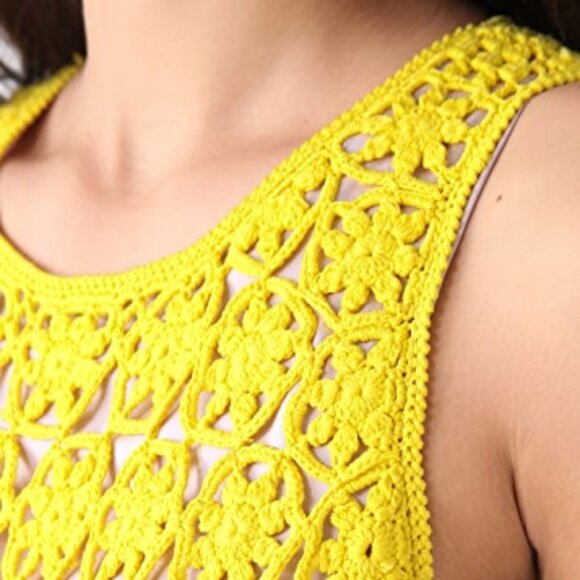 Diane Von Fustenberg Inaya Crochet Yellow Dress - Picture 4 of 12